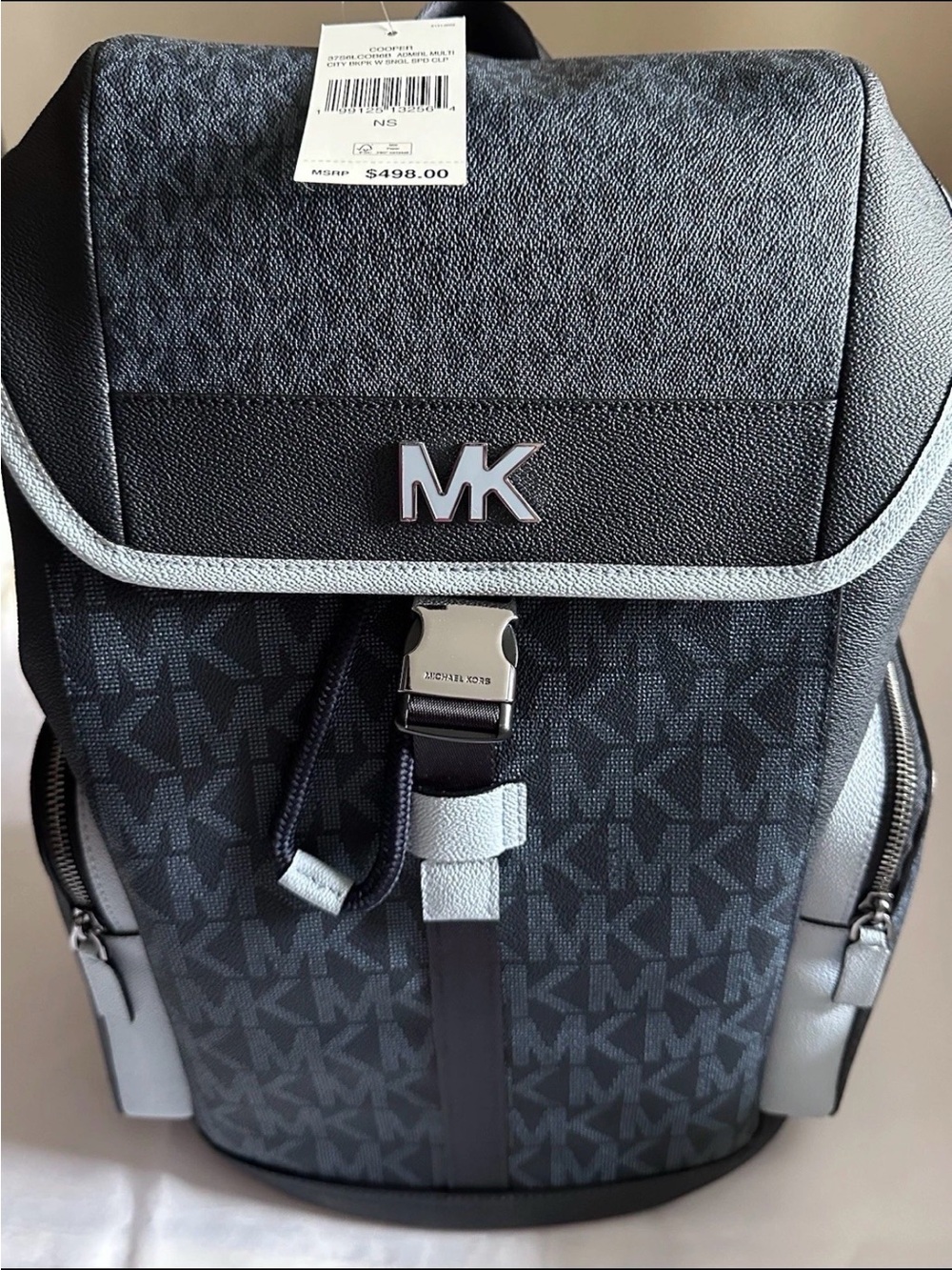 Michael Kors Men's Black & Gray MK Monogram Backpack